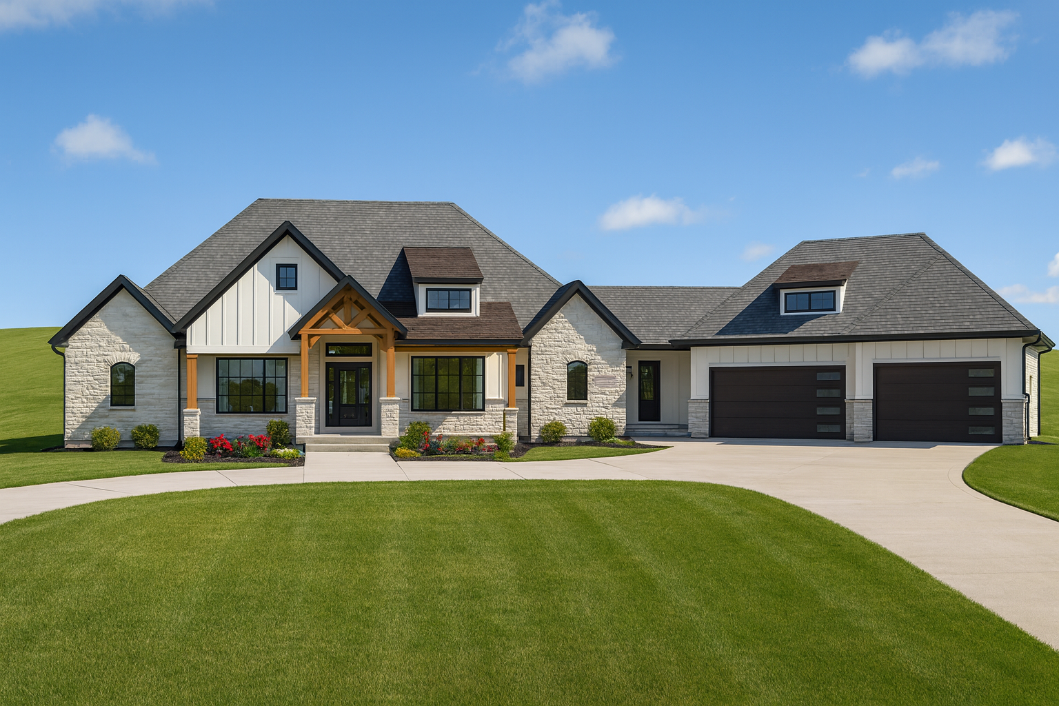 Front elevation rendering of the home at Mulberry Ridge